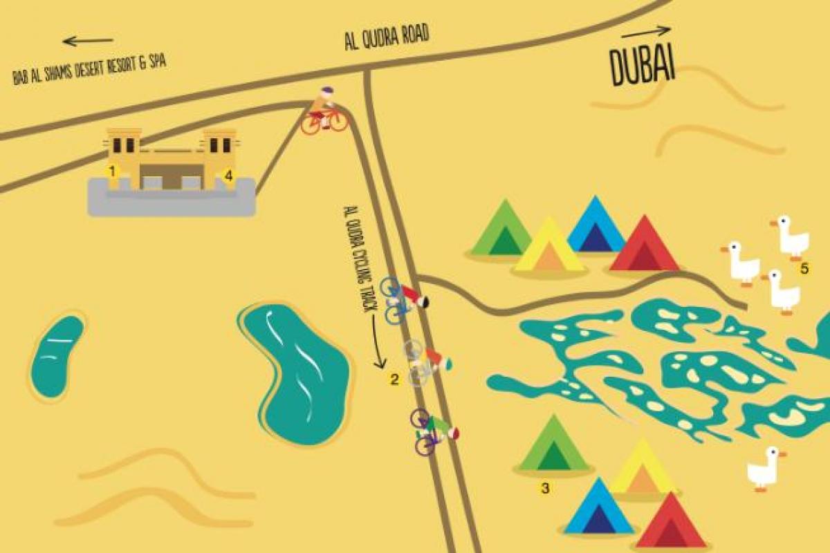 地図Al Qudra湖線