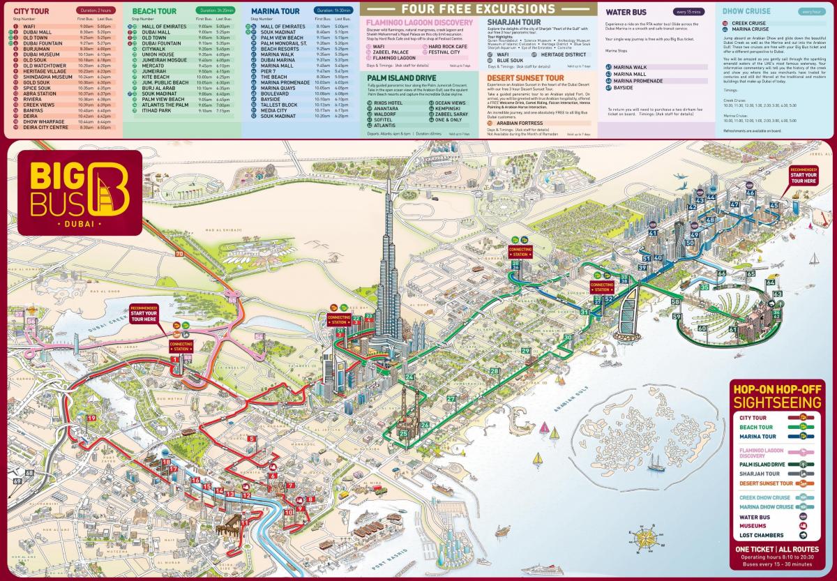 ドバイの観光名所の地図