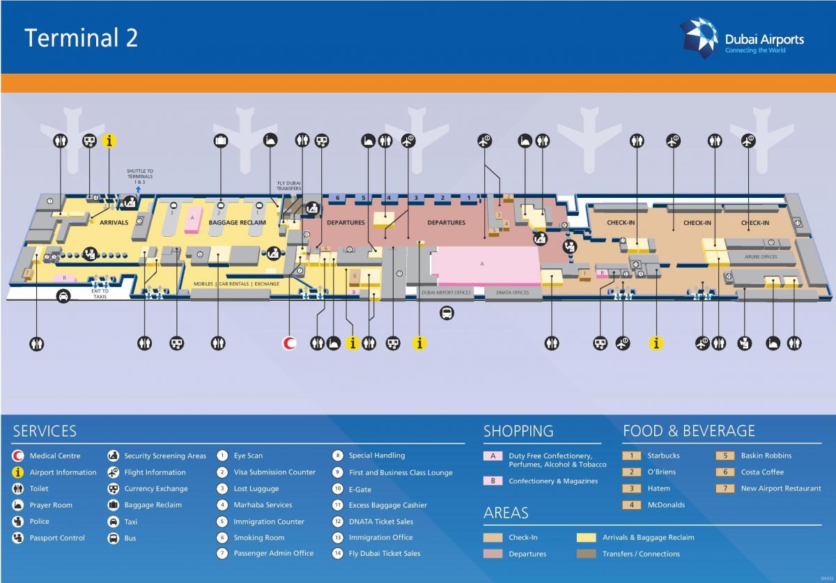 ドバイのターミナル2の地図