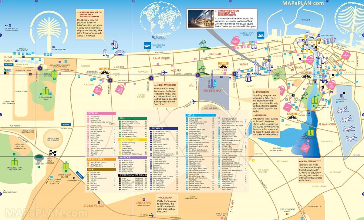 地図をドバイの都市センター