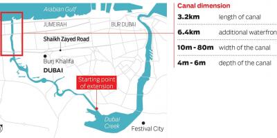 地図をドバイの運河