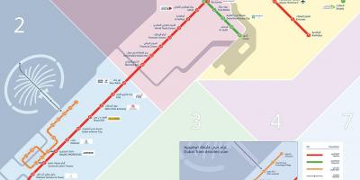 ドバイには路面電車の駅の地図