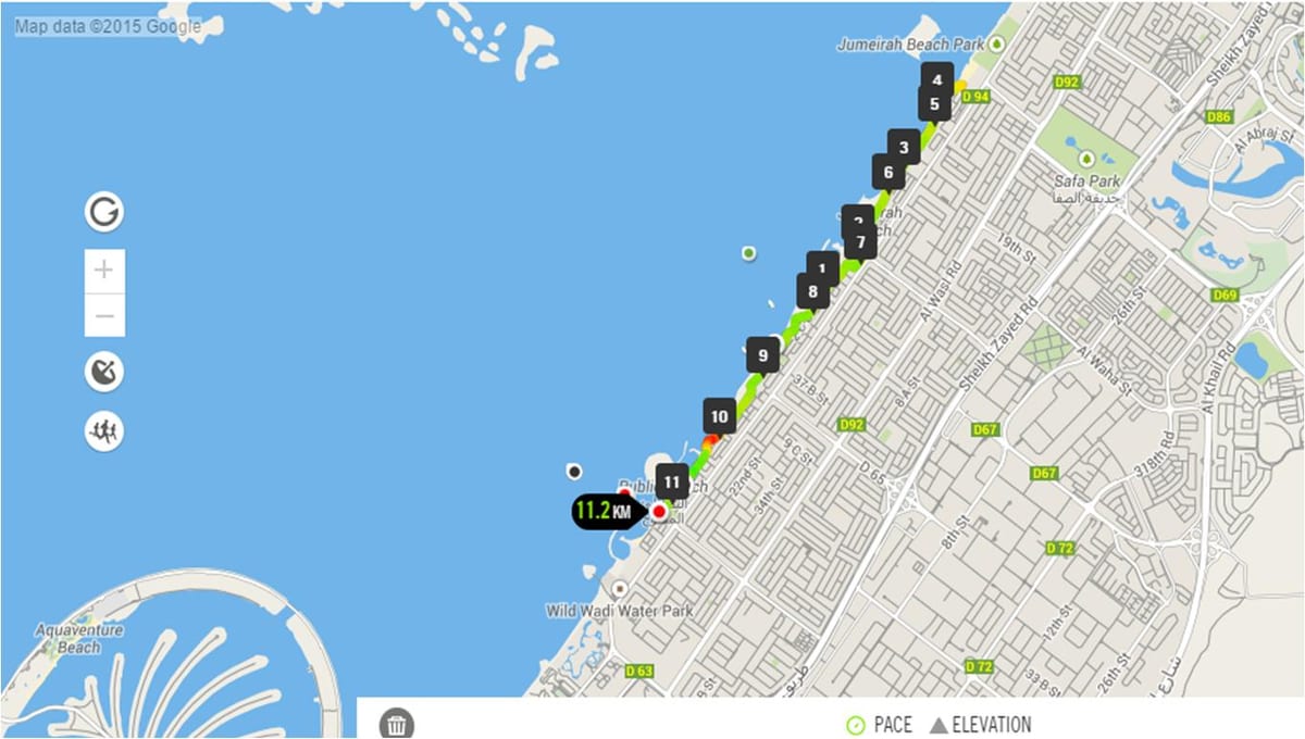 ジュメイラビーチのレクリエーションの地図