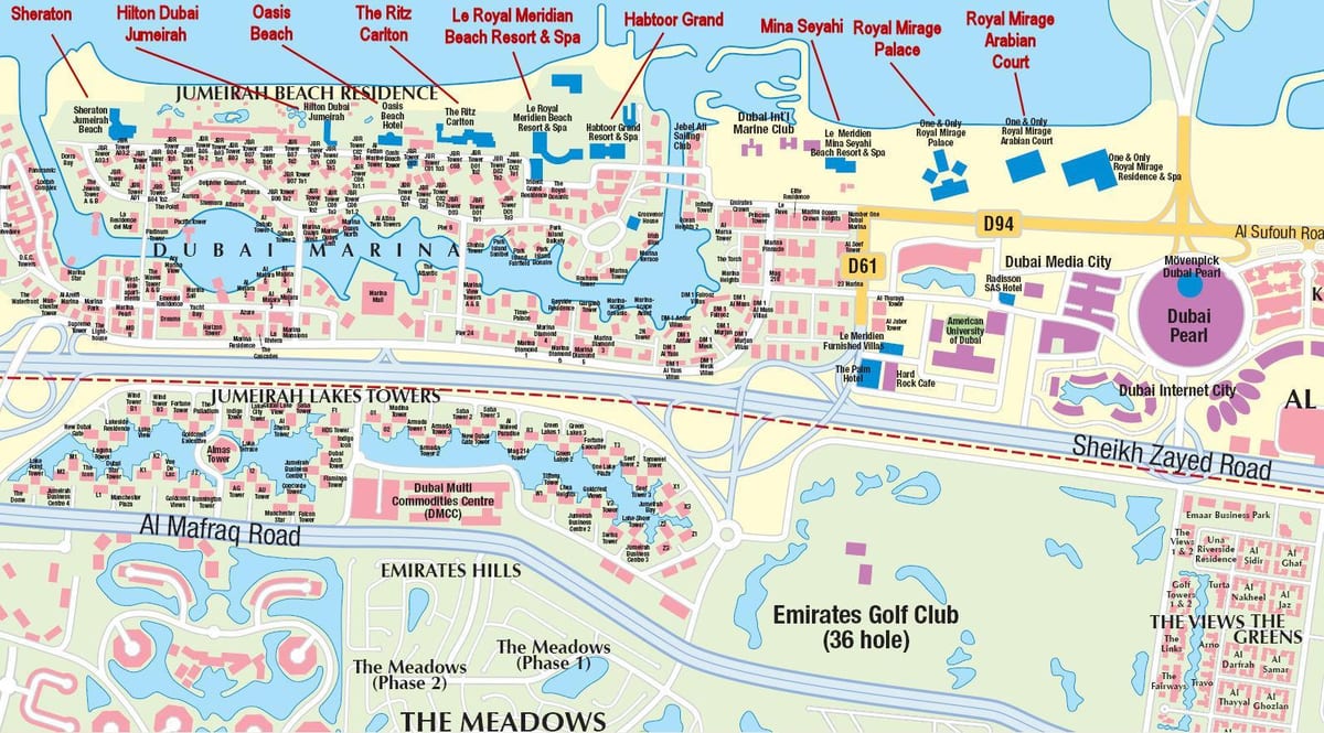 地図のドバイジュメイラビーチ