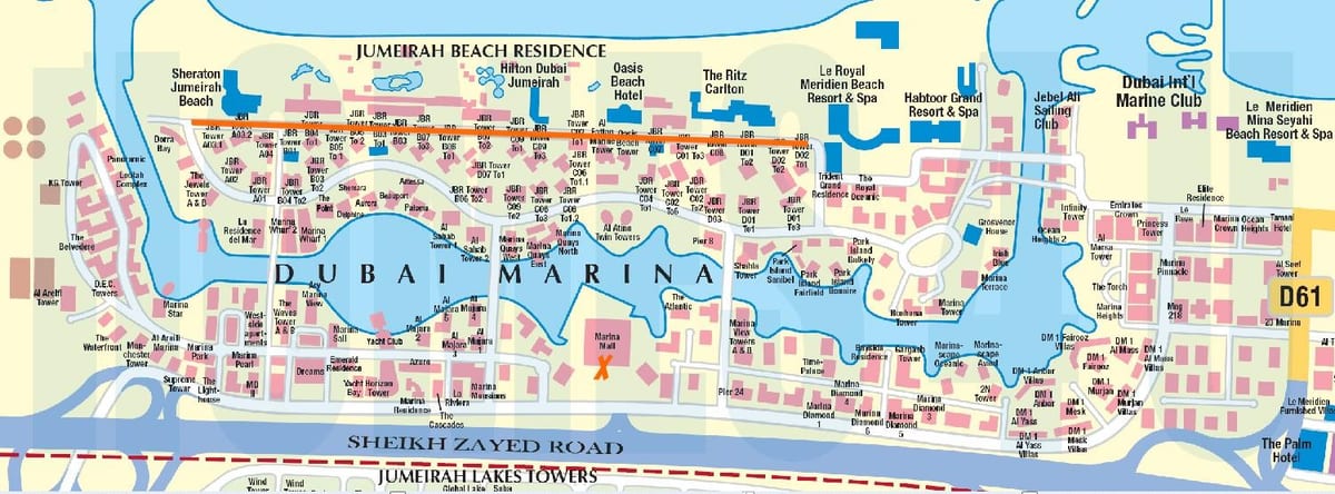 JBR地図Dubai