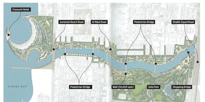ドバイクリークパークの位置地図