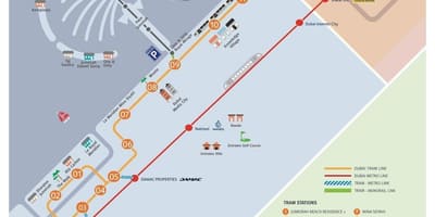 地図をドバイの路面電車
