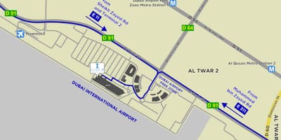 地図のドバイ空港まで無料ゾーン