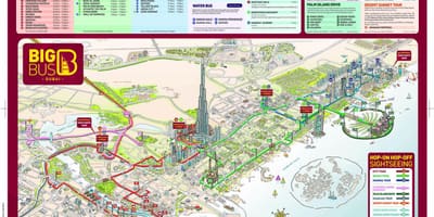 大きな赤色のバスドバイ地図
